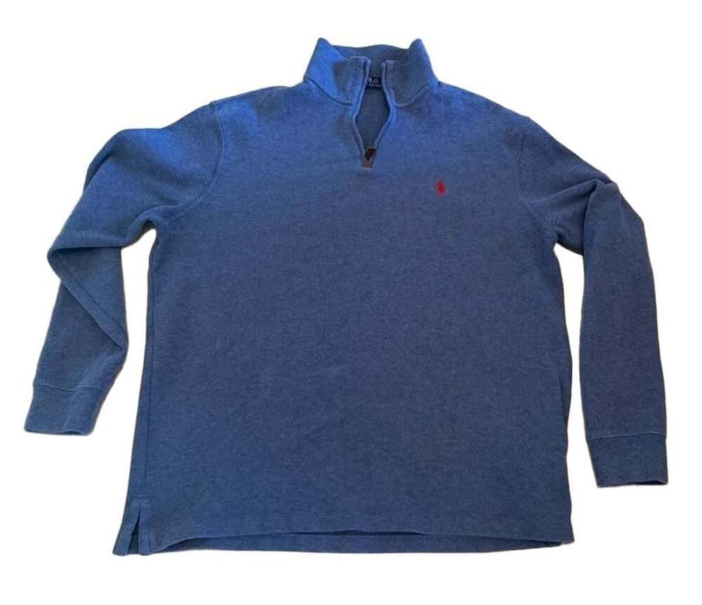 Polo Ralph Lauren Men's Blue Quarter-Zip Pullover Sweater Size Large